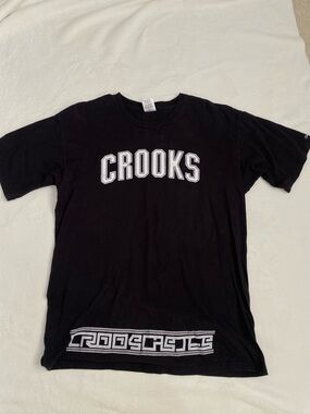 Crooks & Castles Black Tee with Logo Neck Tag